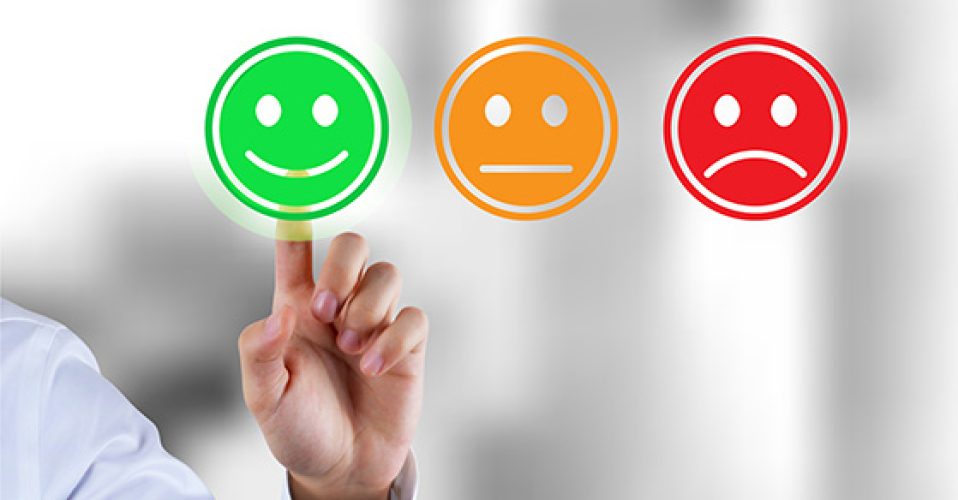 Customer survey feedback, a customer rating with happy icon